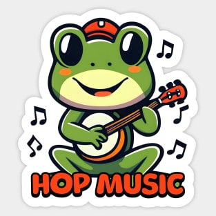 Hop Music! Cute Banjo Frog Sticker